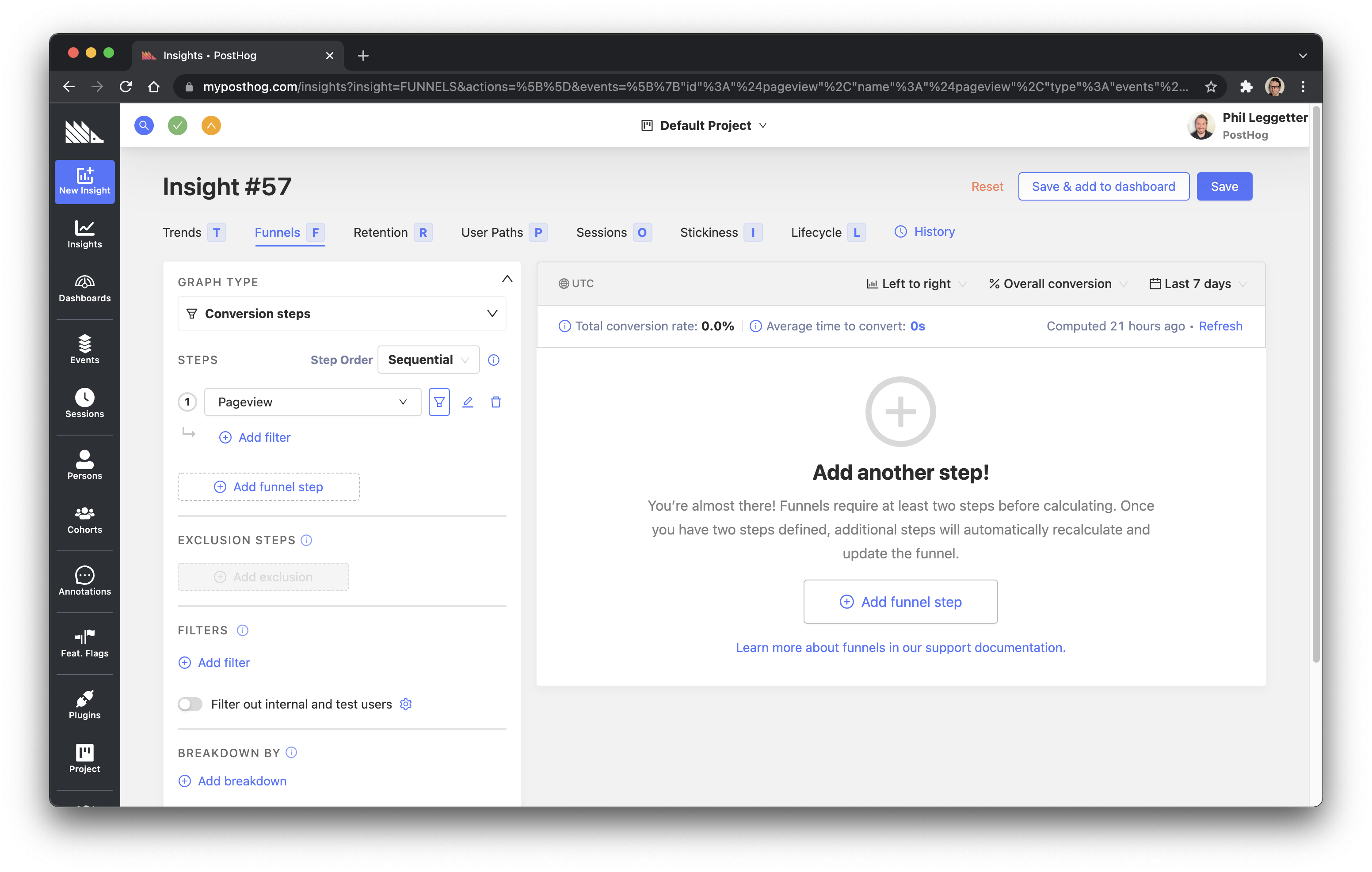 New Funnels Insight view